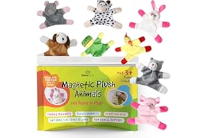 BETTERLINE Fun and Educational Animal Fridge Magnets for Kids -Soft Plush Magnetic Animal Characters for Learning and Play, Fridge Toys for Toddlers 1-3, Board Magnets, Locker Buddies