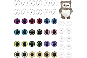 GraceAngie 12 Pairs Colorful Glass Safety Eyes, Sew On Eyes for Craft Doll Puppet Plush Animal and Teddy Bear, 8MM