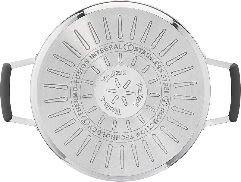G7376S Opti'Space Topfset 6-teilig | Stielkasserolle 16 cm (inkl. Deckel) | Kochtöpfe 20/24 cm (inkl. Deckel) | Edelstahl | Thermo-Fusion-Boden | für alle Herdarten | Induktion | Grau