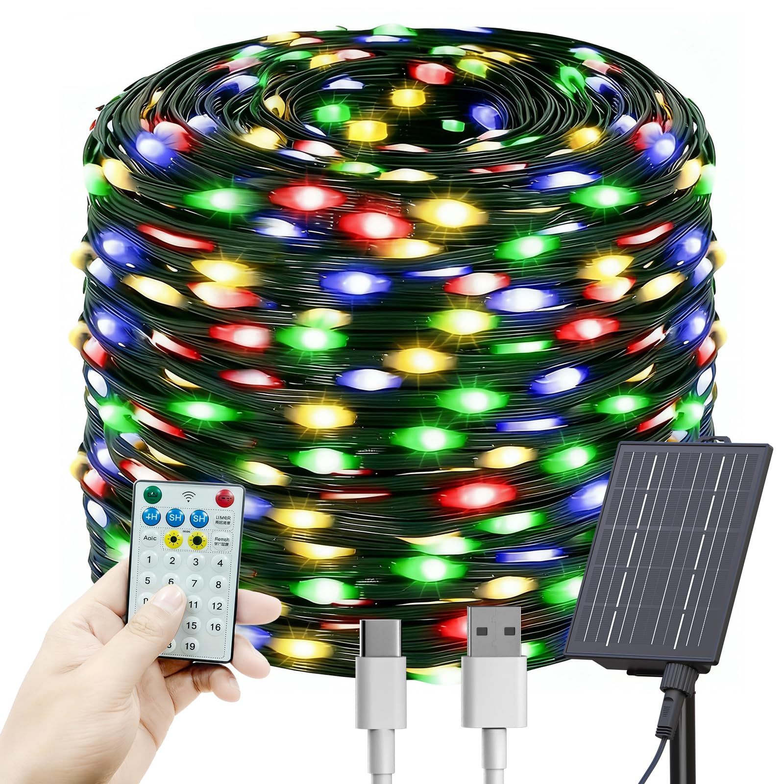 SOLARBABY Solar Fairy Lights Outdoor,60M 600LED Solar Fairy Lights for Outdoor Garden Weatherproof, Solar Fairy Lights Outdoor for Garden, Patio, Balcony,Parties-Colorful