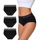 Bobelle Wear Incontinence Underwear For Women, 100ML Leakproof Washable Lace Briefs, High Waisted Period Panties for Postpartum Bladder Leak, 3 Pack (Black, 2X-Large)