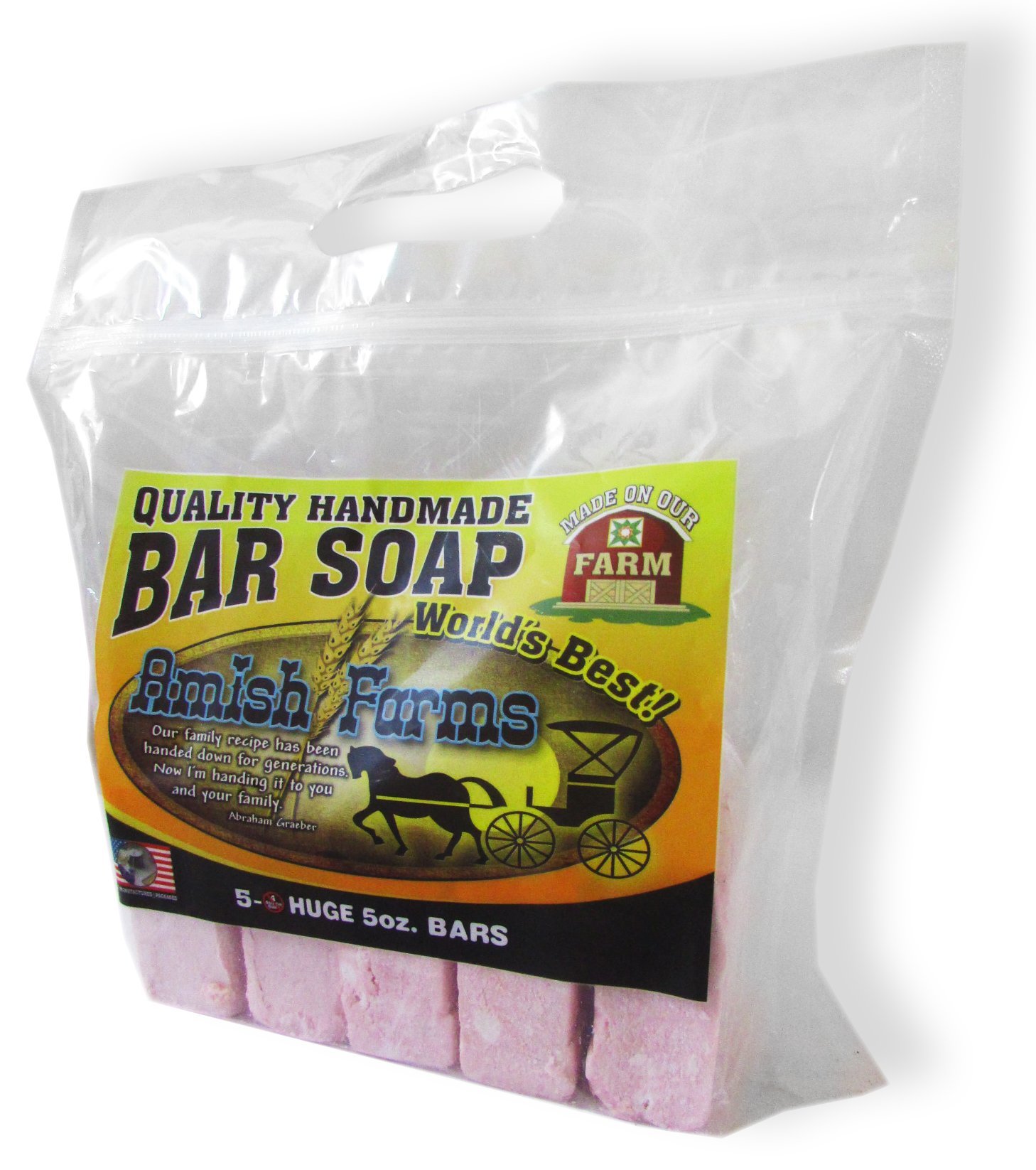 Amish Farms Quality Handmade Soap Variety Bag 5 soaps White Free