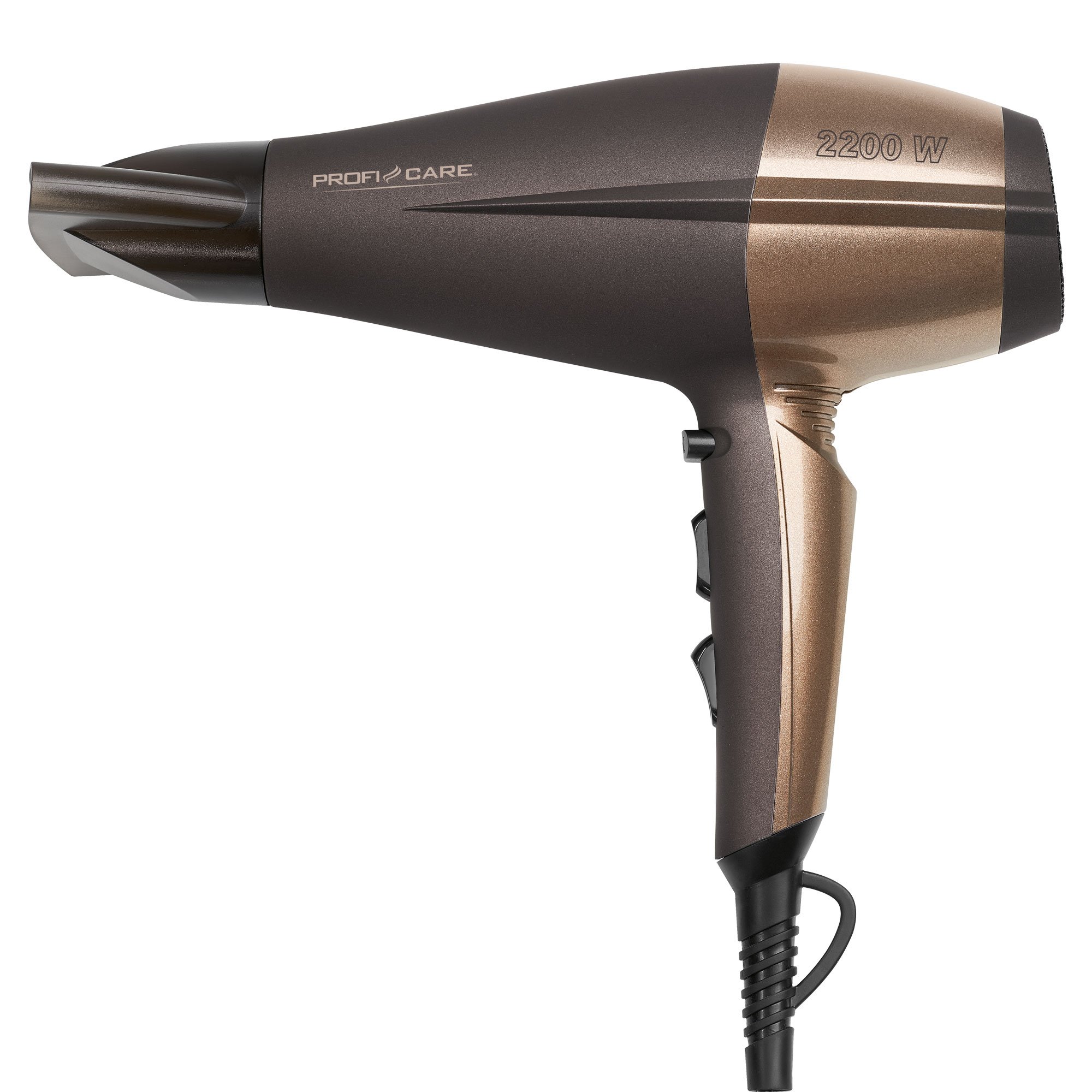 ProfiCare PC-HT 3010 Compact Hair Dryer, 3 Temperature/Power Levels, Ionisation Function, 2 Fan Levels, Cool Shot, Brown/Bronze, 330101