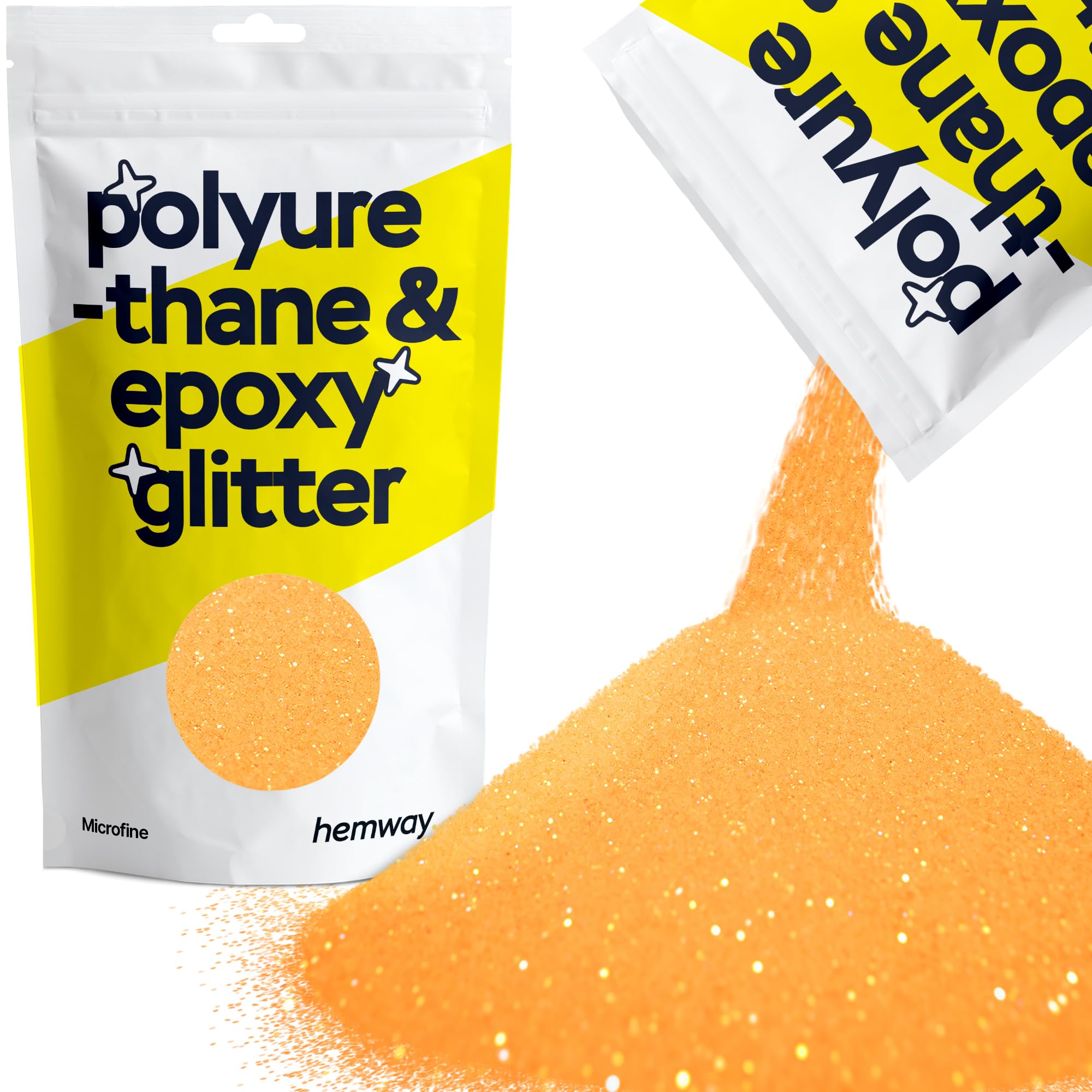 Hemway Resin Glitter Fluorescent Orange 100g Microfine | Polyurethane & Epoxy Glitter for Resin Crafts, Tumblers, Coasters, Floor & Table Art