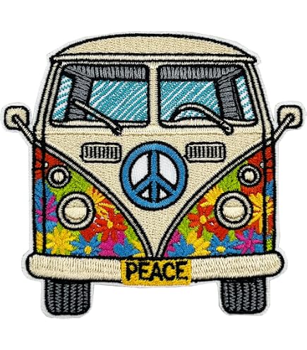Make Music Not War Iron-On Patch – Hippie Peace Love Dove Boho Retro Embroidered 12 thumbnail image