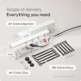 PAMO Cable Management Under Desk with 10 Ties – White/Black/Silver view 5