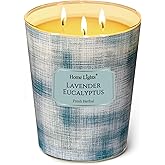 HomeLights Scented Candles | Large Jar 34 Oz Natural Soy Candle | 130 hrs Long-Lasting with 3 Wicks | Scandinavian Minimalist Design Home Decor | Gifts for Mom & Women, Lavender Eucalyptus