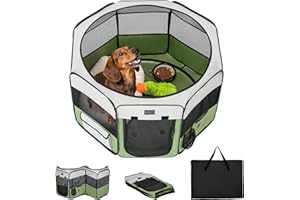PETSFIT Dog Play Pen,36" Dia Dog Playpen Indoor/Outdoor, Pet Playpen for Cats Puppies&Small Animals-Removable Zipper Mesh Top