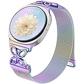 Getino Magnetic Metal Band Compatible with Galaxy Watch 8 / Watch 8 Classic Band, Milanese Floral Dressy Strap for Samsung Watch Bands Women 40mm 44mm 46mm