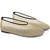 VOLEECE Mesh Ballet Flats for Women Round Toe Slip On Ballerina Mary Jane Shoes Tulle Comfortable Casual Dress Shoes