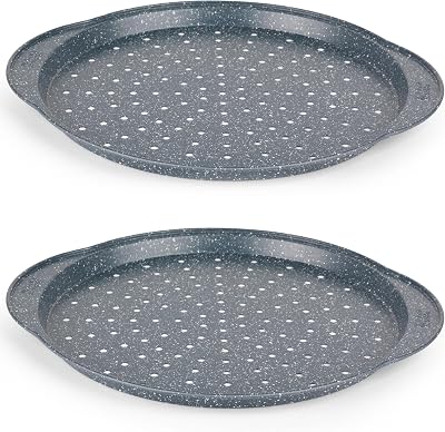 Russell Hobbs Nightfall 37 cm Pizza Pans Set of 2 Non-Stick Carbon Steel