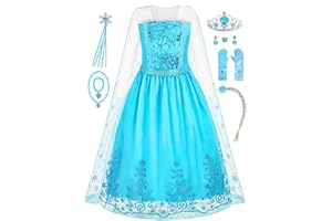 knemmy Elsa Costume for Girl Elsa Dress Frozen Cosplay Princess Dress Up Clothes Halloween Party Perform Birthday Outfit
