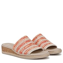 BZees Womens Breezy Slide Sandal Coral/Tan Raffia 9 M