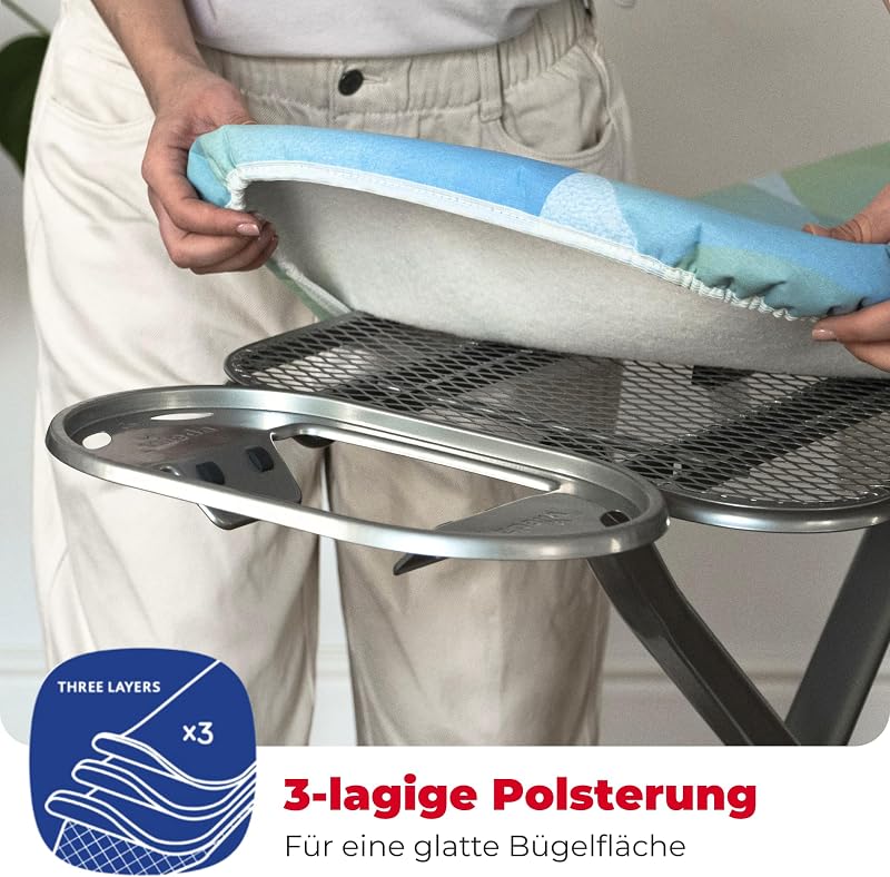Premium 2in1 Bügelbrettbezug für Dampfbügelstation, Silber-grau