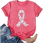 Womens Breast Cancer Shirts Pink Ribbon Cure Breast Cancer Awareness Tshirts Short Sleeve Tops
