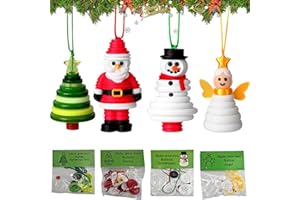 GDGJWL DIY Button Christmas Ornament Craft Kit, Make Your Own Snowman & Tree Ornaments, All-in-One Craft Supplies with Buttons, Yarn, Felt for Kids & Adults, Fun Holiday Activity for Family (4 Pack)