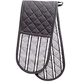 DII Double Strip Chef Kitchen Cooking & Baking Collection, Double Oven Mitt, 35x7.5, Mineral Gray