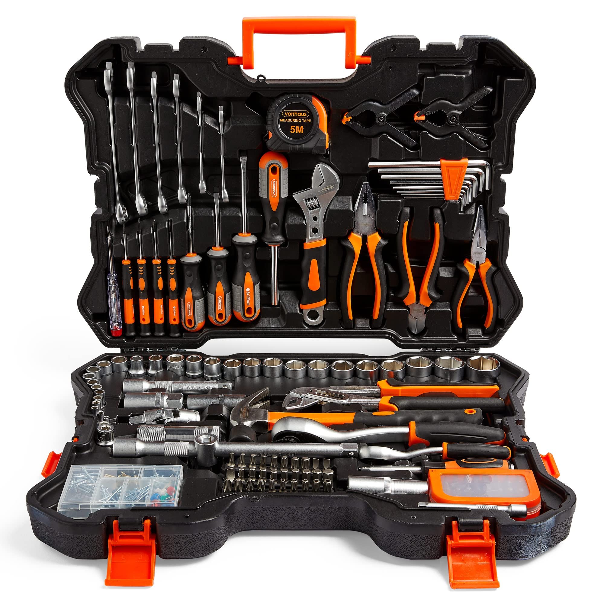 VonHaus Socket & Tool Set, 256 Piece Tool Set with Socket Set, in Heavy Duty Storage Case, Everything You Need for DIY, Workshop & Garage, Spanners, Pliers, Screwdrivers & Grips