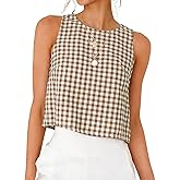 IDEALSANXUN Womens Gingham Crop Tank Tops 2026 Spring Summer Sleeveless Vest Top