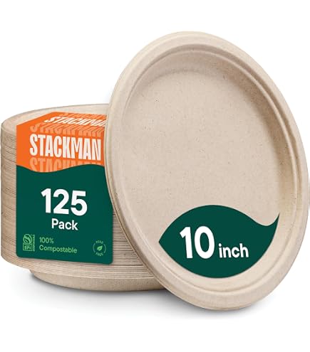 GreenWorks Kompostierbare Schüsseln Aus Bagasse & Bambus – 340 Ml, 100 Stück, Ungebleicht & Mikrowellengeeignet