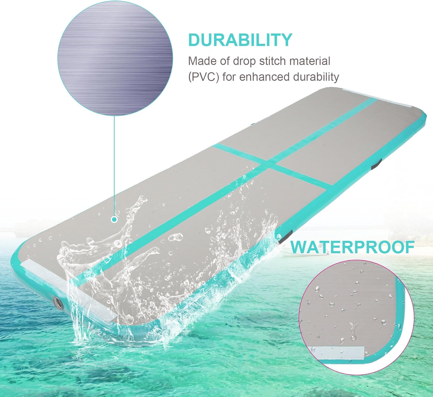 Pinty 10ft Airtrack Tumbling Mat, Air Tumbling Floor Mat for Gymnastics/Yoga/Taekwondo/Water Floating/Camping Training with Electric Pump, Perfect for Home Use, Beach, Park and Pool - Green : Sports & Outdoors