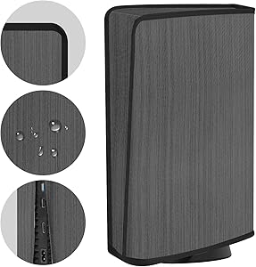 Esimen PS5 Dust Cover, Soft Thick Cotton Precision Cut Cover Sleeve for Playstation 5 Console Digital Edition & Regular Edition, Anti Scratch Waterproof Cover Sleeve -Easy Access Cable Port (Black)