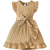 Rosibel Toddler Girls Dress Kids Ruffles Sleeveless Casual Dresses Little Girls Summer Beach Sundress 2-7Y