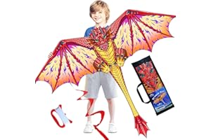 HONBO Dragon Kite for Kids and Adults-Easy to Fly, Beginner Kite with Spinning Tail 200ft Kite String, Kite for Children