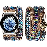 JR.DM Boho Beaded Handmade Braided Bracelet Band Women 20mm Compatible with Samsung Galaxy Watch 7/6/5/4/Active 2/4 Classic/6 Classic/5 Pro/FE 40mm 42mm 43mm 44mm 45mm 46mm 47mm