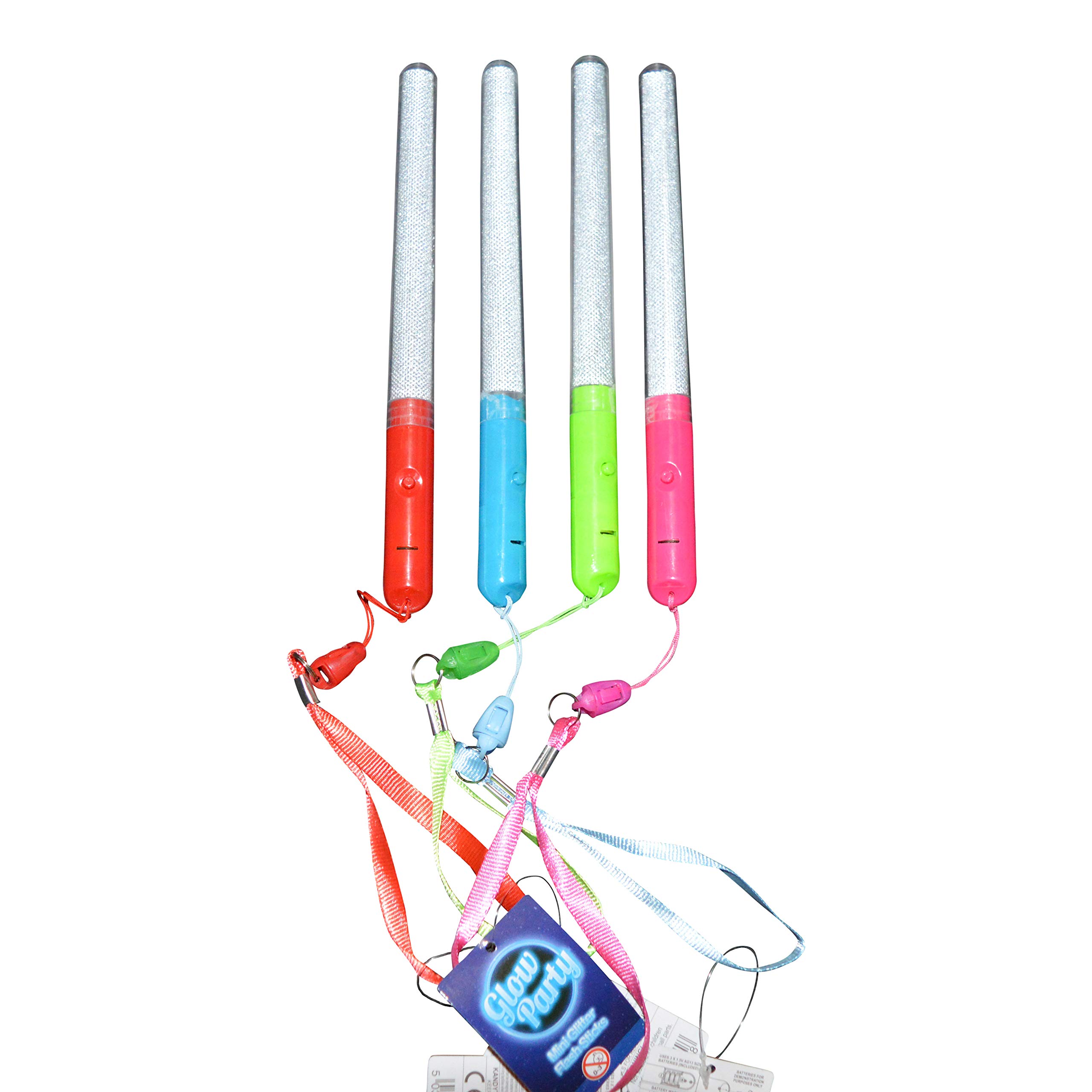 Glowtopia LED Mini Glitter Flashing Sticks Glow Re Usable 19cm - 4 Colours Available (48 Pack, Mixed Selection)