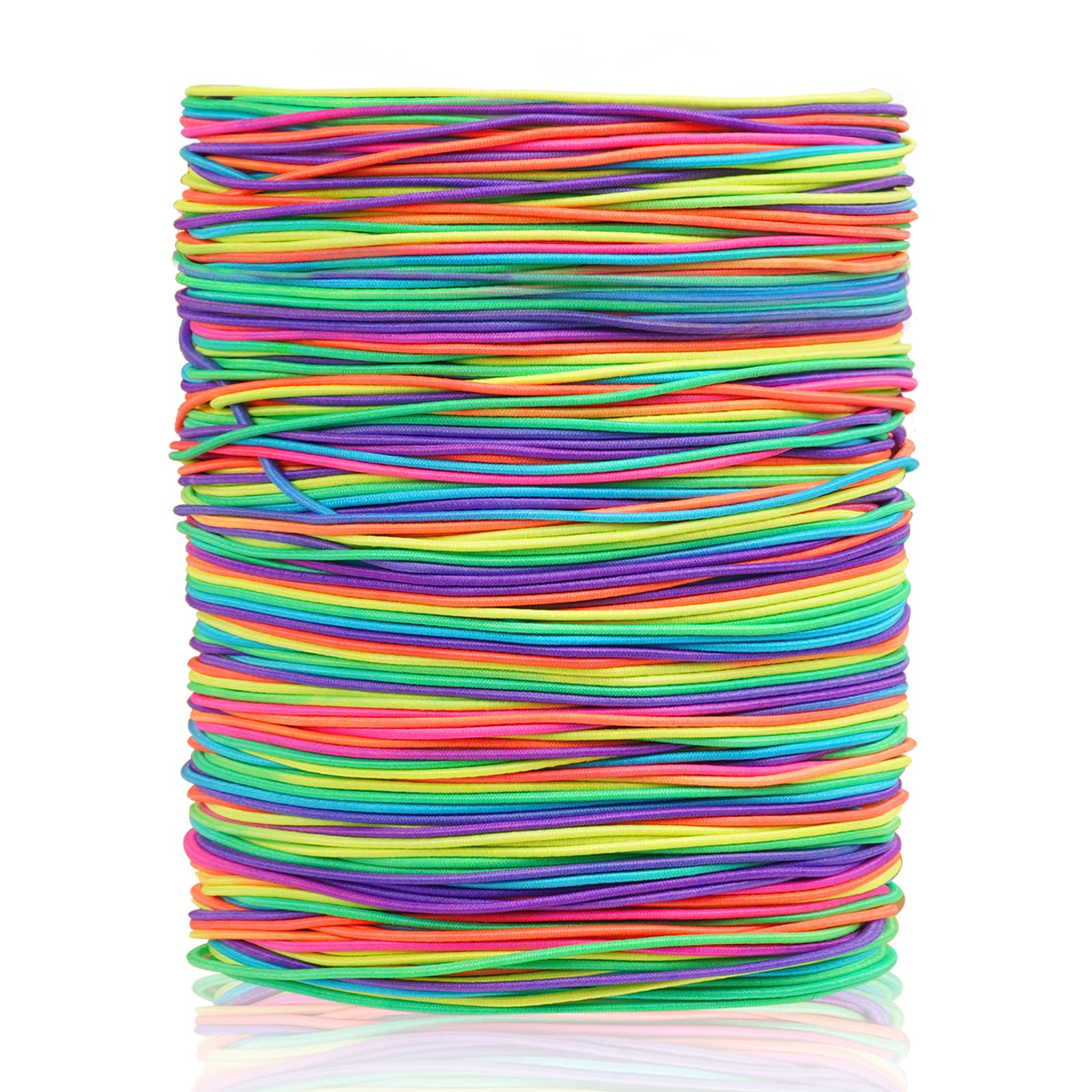 AUAUY 1mm x 100m Rainbow Elastic Cord - Durable Elastic for Bracelet Making, Stretchy String for Bracelets, DIY Jewelry Making, Crafts, Decorations