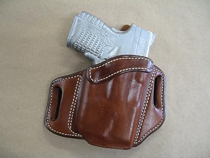 Amazon Com Taurus Slim 709 740 With Laser 9mm Owb Leather 2 Slot Molded Pancake Belt Holster Tan Right Hand Sports Outdoors