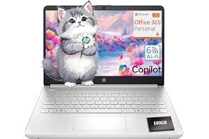 HP Essential Laptop Computer for Home and Student with Office 365, 2026 Edition, 4GB RAM, 128GB Storage- Intel Processor - LED Display, 500GB External HDD, Portable Design, Copilot AI, Win 11 Home S