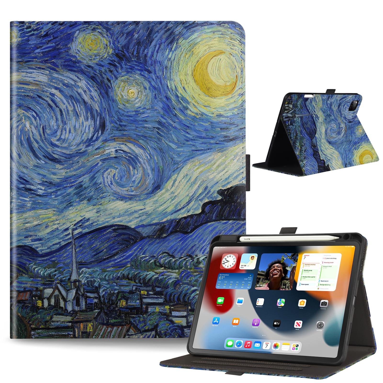 Photo 1 of Anpredo Case for iPad Pro 11 Inch with Pencil Holder,Premium PU Leather, Soft TPU Back Covers for Apple iPad Pro 11 2022/2021/2020, Starry Night