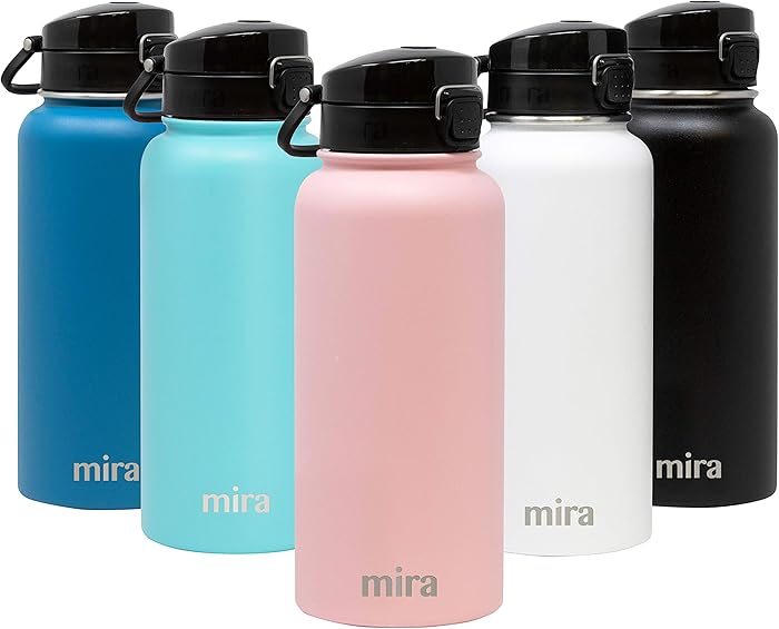 MIRA 32 oz Stainless Steel Water Bottle - Hydro Vacuum Insulated Metal Thermos Flask Keeps Cold for 24 Hours, Hot for 12 Hours - BPA-Free One Touch Spout Lid Cap - Rose Pink