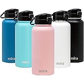 MIRA 32 oz Insulated Water Bottle - Stainless Steel Thermo with One-Touch Quick-Open Spout - Double Wall Hot & Cold (24Hr Cold/12Hr Hot) - Rose Pink