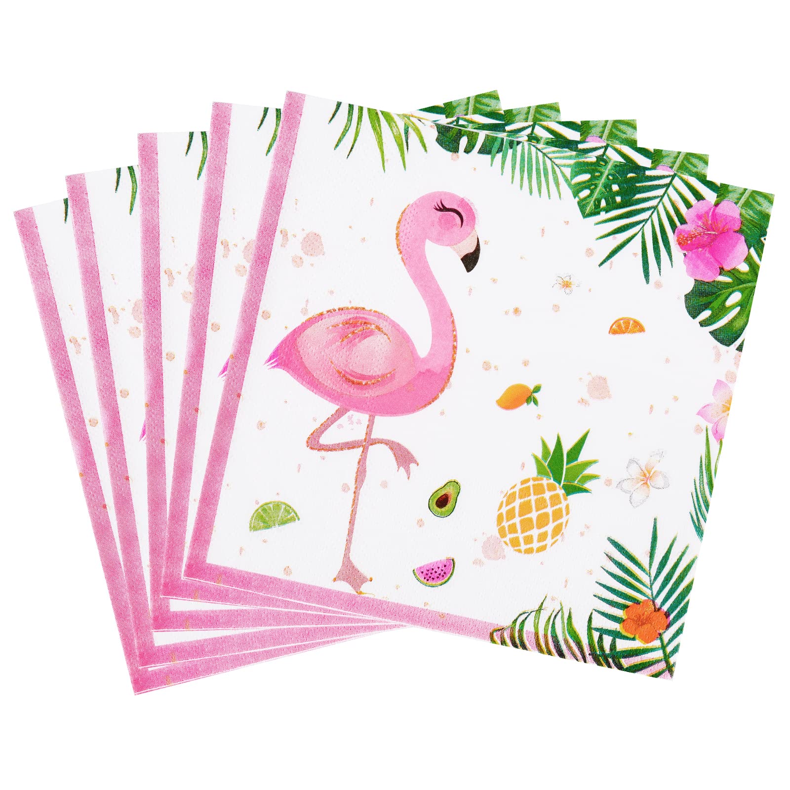 Photo 1 of WERNNSAI 50PCS Flamingo Party Napkins - Luau Party Decorations 3 Ply Hawaiian Tropical Paper Napkins Pink Flamingo Birthday Supplies for Girls Luncheon Dinner Pool Birthday Favors