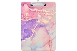 BILLTEFUL Fashion Clipboard, A4 Letter Size Wooden Decorative Clipboards for Teacher, Nurse, Doctor,Student and Kids, Cute Design for Standard Size 12.2" x 8.9" (C-Pink Purple Marble)