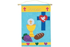 Fun Express 1st Communion Banner Kit, 12" x 18" - Makes 12 Felt Banners - Church and Sunday School Crafts for Kids