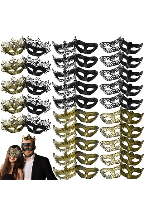 120 Pcs Masquerade Mask Set - Vintage Venetian Party Masks For Halloween, Cosplay & Carnival Events