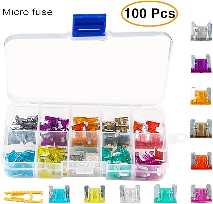 Kit de fusibles de repuesto para coche de TKING, 100 unidades, 2 A, 3 A, 5