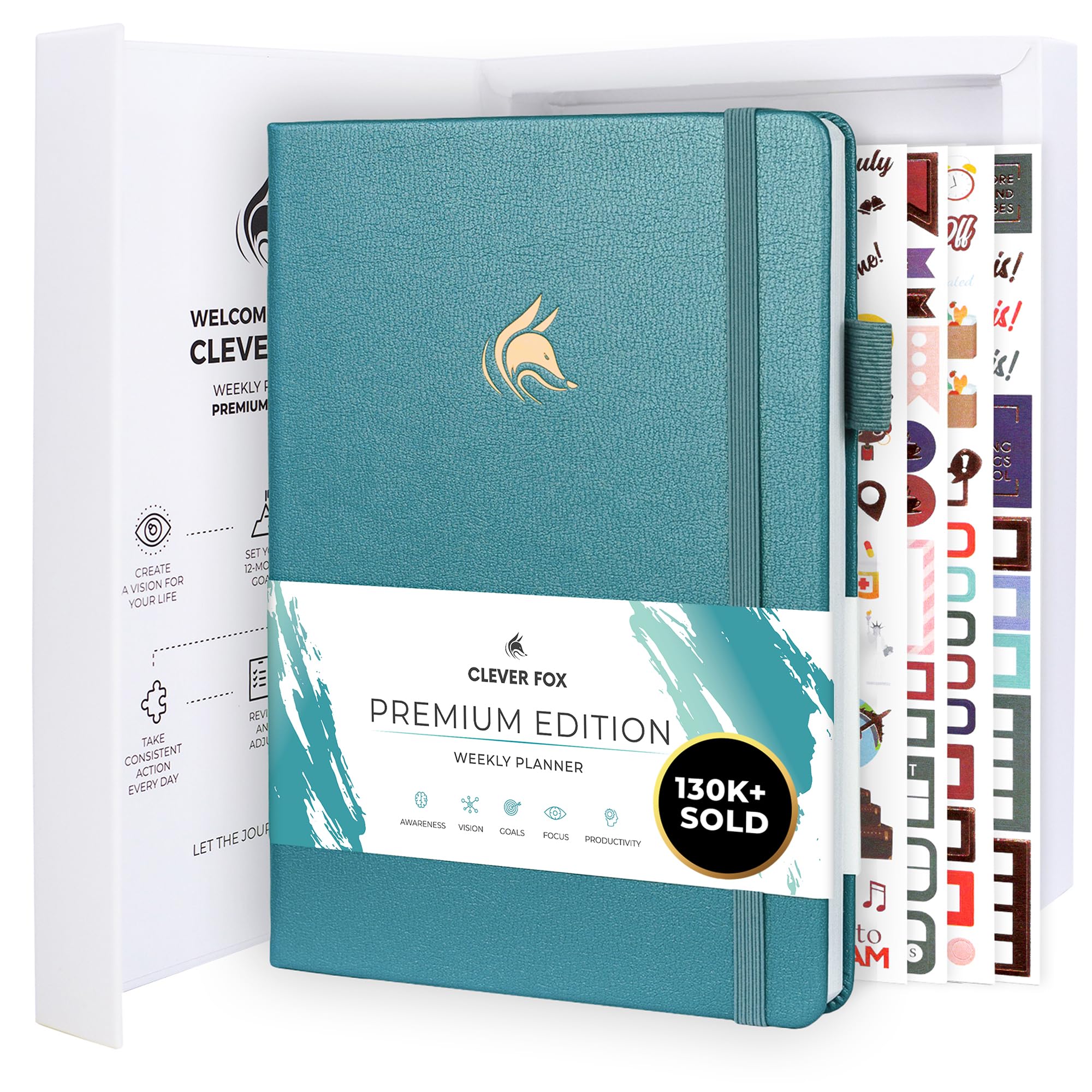 Clever Fox Planner Premium – Undated Weekly & Monthly Planner Organizer for Productivity & Time Management, A5 (Aquamarine)
