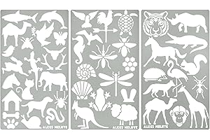 Aleks Melnyk No.43 Metal Stencils, Small Animals, Woodland, Pets, Cat, Dog, Fox, Lizard, Sea Ocean Animals, Kit 3 PCS, Templates for Wood Burning, Engraving, Crafting, Bullet Journaling, Scrapbook