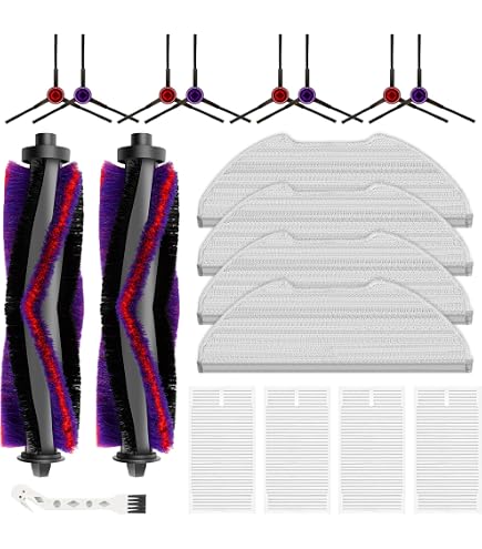 Kit De 14 Accessoires Pour Aspirateur Robot Eureka E20 Evo Plus – 1 Brosse Rouleau, 4 Filtres, 4 Serpillères, 4 Brosses Latérales, 1 Outil
