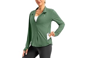 Soothfeel Women's UPF 50+ Lightweight Athletic Jackets Sun Protection Zip Up Long Sleeve Shirts Hiking Workout Outdoor Pocket
