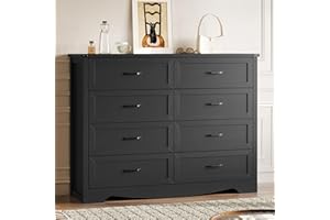 BORNOON 8-Drawer Dresser for Bedroom, Modern Wooden Chest of Drawers with Metal Handles, Anti-Tipping Design, Sturdy and Stable Storage Organizer for Living Room, Entryway, Home Office