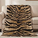 Jbofyee Tiger Print Throw Blankets All Season Ultra Soft Warm Fleece Blanket for Home Bed Sofa Couch Chair Outdoor Travel Camping 40x30 Inch