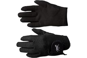 HORZE Kids' Unisex Stretchy Adjustable Horse Riding Equestrian Gloves with Suede Grip and Pony Design