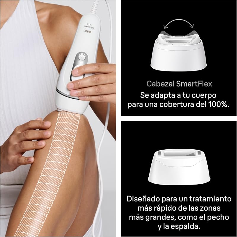 Silk·expert Pro 5 depiladores de luz pulsada, IPL, depilação a laser caseira para rosto e corpo, redução permanente de cabelo, depilação a laser com 2 cabeças, saco de higiene Venus e lâmina, PL5234