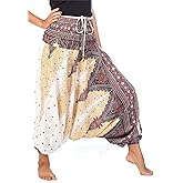 LOFBAZ Yoga Harem Pants for Women Elephant Boho Hippie Bohemian Beach Jumpsuit
